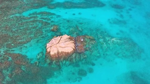 Aerial View: Anse Severe, La Digue, Seychelles Stock Footage 109372679