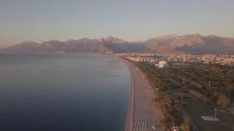 Aerial View Of Antalya beach .COLOR:D-LOG Stock Footage