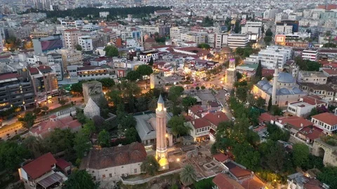 Aerial View Of Antalya castle gate (Kaleici) old town 库存影片 107692003