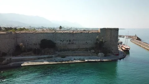Aerial view of antic Othello Castle in Famagusta, Northern Cyprus Stock Footage 321399704