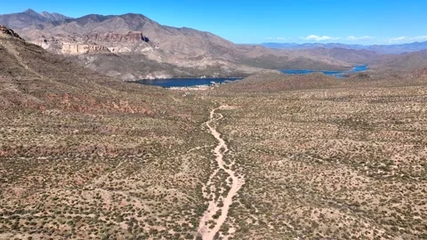 Aerial view of apache lake and mountains, United States. Video stock 312769945
