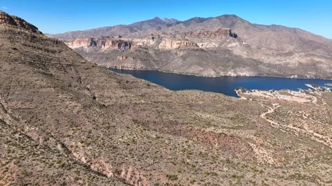 Aerial view of apache lake and mountains, United States. Stock Footage 312769952