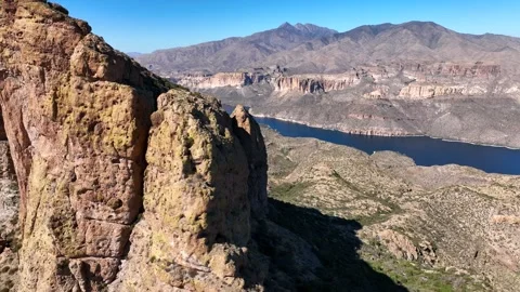 Aerial view of apache lake and mountains, United States. Video stock 312769979