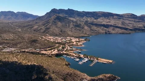 Aerial view of apache lake and mountains, United States. Stock Footage 312769986