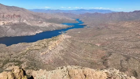 Aerial view of apache lake and mountains, United States. Video stock 312769991