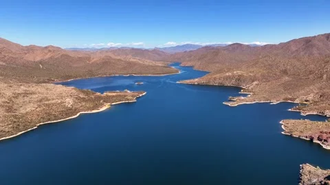 Aerial view of Apache Lake and mountains, United States. Stock Footage 312770004