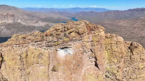 Aerial view of apache lake and mountains, United States. Stock Footage 312770006