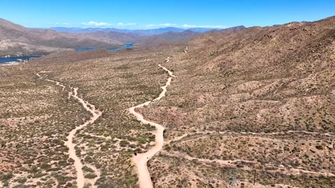 Aerial view of apache lake and mountains, United States. Video stock 312770011