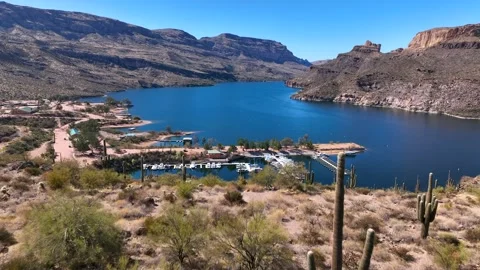 Aerial view of apache lake and mountains in summer, United States. Video stock 312770012