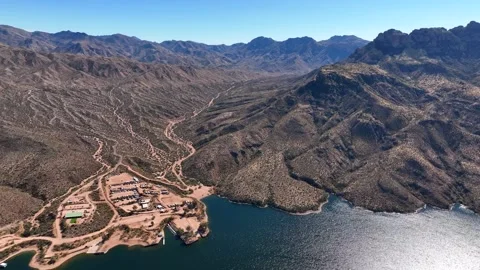 Aerial view of apache lake and mountains, United States. Video stock 312770040
