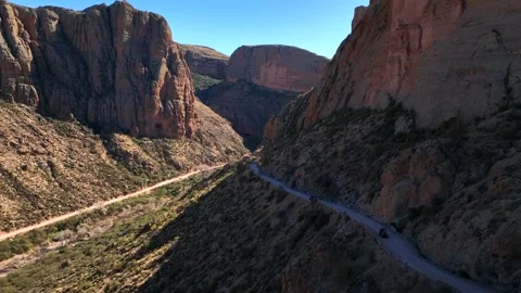 Aerial view of Apache Lake and cliffs, United States. Stock Footage 312770048