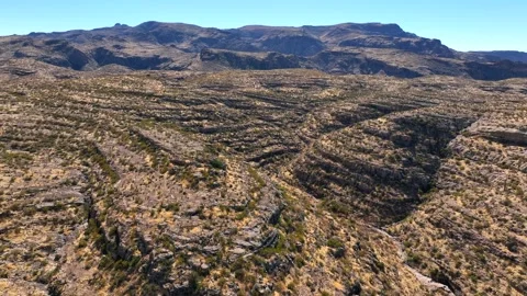 Aerial view of apache lake and rugged mountains, United States. Stock Footage 312770051