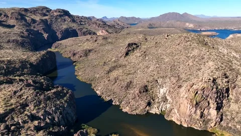 Aerial view of Apache Trail and Canyon Lake, United States. Video stock 312766709