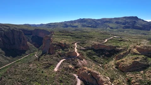 Aerial view of Apache Trail and mountains, United States. Stock-Footage 320165560