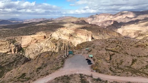 Aerial view of Apache Trail with mountains, United States. Stock Footage 312760015