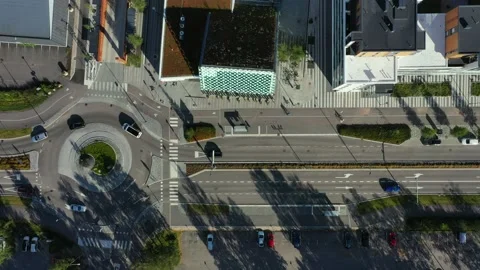 Aerial view of apartment buildings, streets in the Tapiola neighborhood Stock Footage 139114953