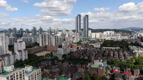 Aerial view of apartment complex building in Sang-dong, Bucheon-si, Gyeonggi 動画素材 139874898
