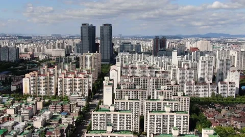Aerial view of apartment complex building in Sang-dong, Bucheon-si, Gyeonggi 動画素材 139875351