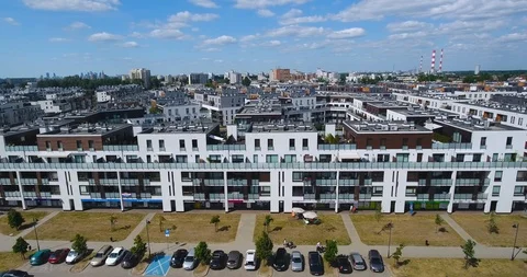 Aerial View Of Apartment Complex. Lined Up Blocks Stock Footage 90261770