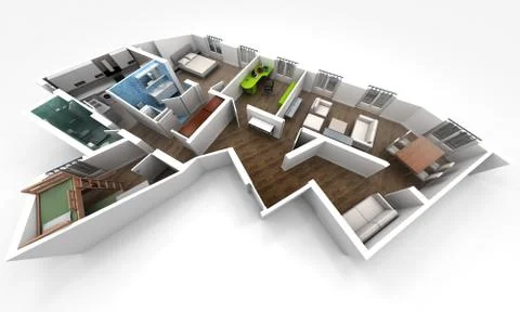 Aerial view of an apartment distribution Illustrazione stock