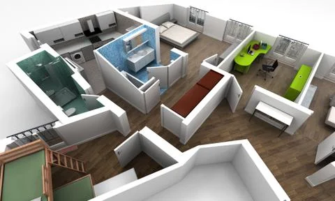 Aerial view of an apartment Stock Illustration