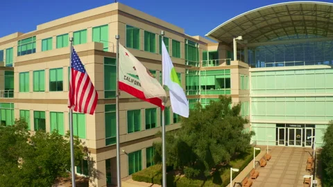 Aerial view of apple headquarters Stock Footage 336330302