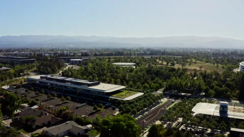 Aerial view of apple headquarters Stock Footage 336330591