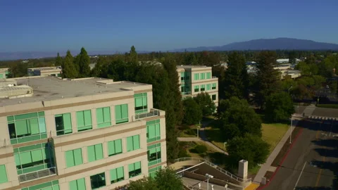 Aerial view of apple headquarters Stock Footage 336330717