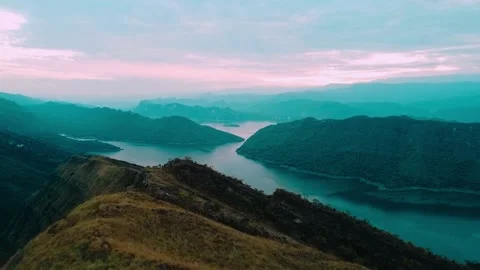 Aerial view appreciating all the dam of prado tolima colombia. inland sea of Stock Footage 218048767