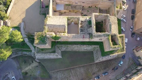Aerial View of Aragonese Castle in Piazza Armerina, Enna, Sicily, Italy, Europe Stock Footage 172236406