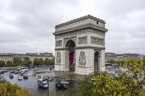 Aerial view of Arc de Triomphe, Paris Foto stock