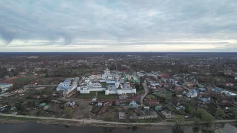 Aerial view of architectural complex of Rostov Kremlin Video stock 285021200