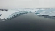 Aerial View Of Arctic Icebergs On Arctic Ocean In Greenland Stock Footage