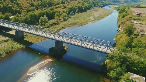 Aerial view of Arda River, passing through the Eastern Rhodopes Видео 167723463