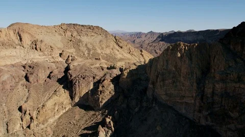 Aerial view of arid Mountain Range Landscape Mojave desert a remote Extreme Stock Footage 76851476