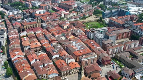 Aerial view around the city Durango in Spain 動画素材 336343390