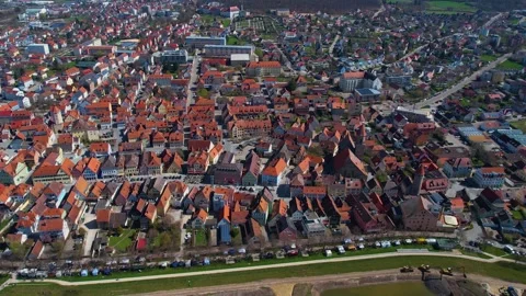 Aerial view around the old town Gunzenhausen Stock Footage 244081353