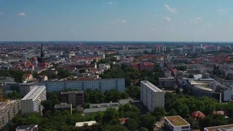 Aerial view around the old town of the city Leipzig Stock Footage 281464079