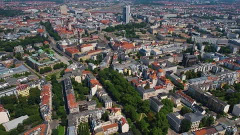 Aerial view around the old town of the city Leipzig Stock Footage 281464498
