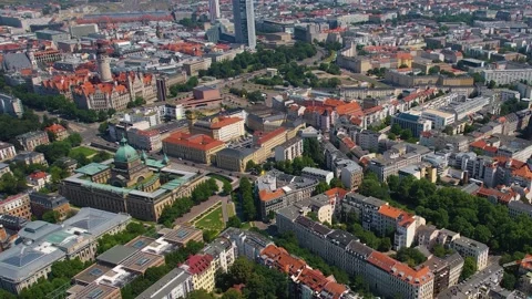 Aerial view around the old town of the city Leipzig Stock Footage 281464559