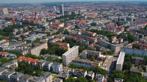 Aerial view around the old town of the city Leipzig Stock Footage 281464606