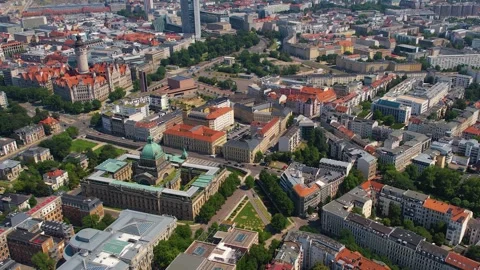 Aerial view around the old town of the city Leipzig Stock Footage 281464647