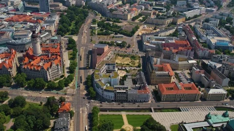 Aerial view around the old town of the city Leipzig Stock Footage 281464888
