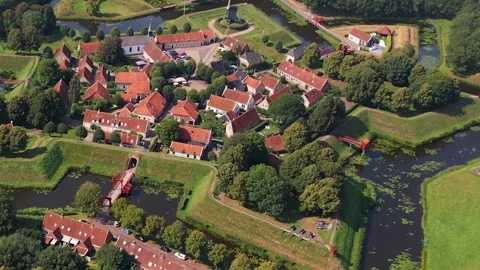 Aerial view around the old town of the city Bourtange 動画素材 305355909