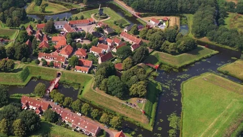 Aerial view around the old town of the city Bourtange Vídeo Stock 305382641