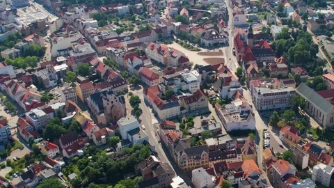 Aerial view around the old town of the city Zeitz Stock Footage 305868029