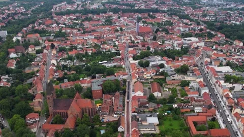 Aerial view around the old town of the city Stendal Stock-Footage 306017149