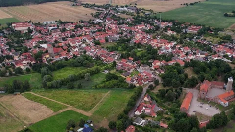 Aerial view around the old town of the city Ziesar Vídeos de archivo 306017425