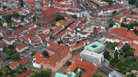 Aerial view around the old town of the city Hildesheim 動画素材 306018465