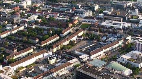Aerial view around the old town of the city Wolfsburg Vídeos de archivo 306020701